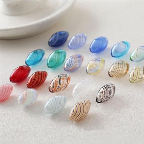 Retro style 20pcs/lot color streak pattern print geometry ovals shape glass beads diy jewelry earring/garment pendants accessory