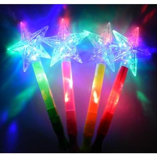LED Flashing Stick Children Girls Fairy Magic Wand Sticks Light up Five-pointed Star Princess Party Prop Accessories