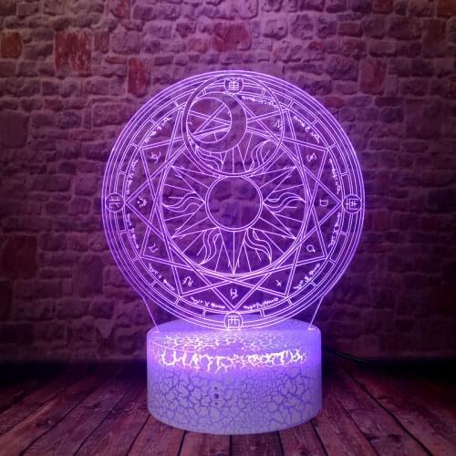 Flash Magic Circle Model 3D Illusion LED Desk Nightlight Colorful Changing Light Cardcaptor Sakura Anime Figure Kids Toys
