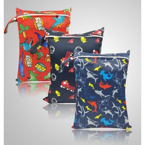 [Usurpon] 1 pc 30*40cm Reusable Baby Diaper Dry Bag Waterproof Single Zipper Wet Diaper Bag