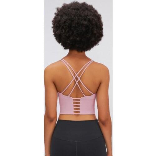 High Stretch Nylon Women Sexy Backless Sports Bra Yoga Crop Top Gym Shockproof Running Active Wear