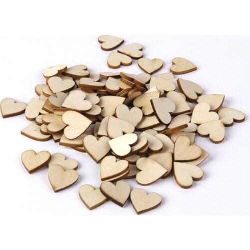 100pcs Heart Shape Natural Wood For Handmade Craft DIY Scrapbooking Decorative 20*20mm