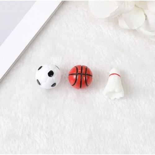 12pcs Resin Cabochons 3D Mini Basketball Football and badminton Necklace Charms DIY Scrapbooking Embellishment Decoration Craft