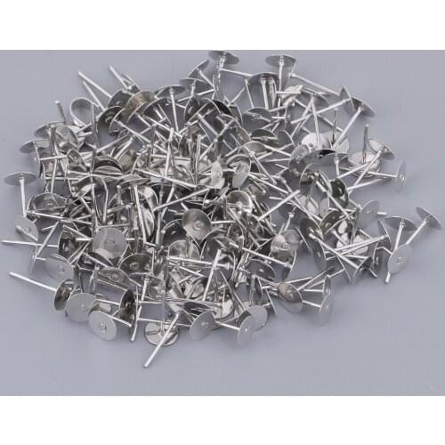 200 Pieces Copper Earring Stud Posts –Blank/ Flat /Round Pad Suit For DIY Personal Earrings