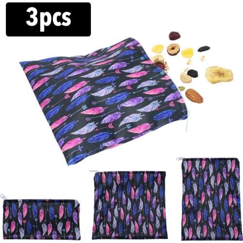 3PCS Reusable Snack Bag Waterproof Bread Sandwich Bag Pouch for School Camping Work Travel #CW
