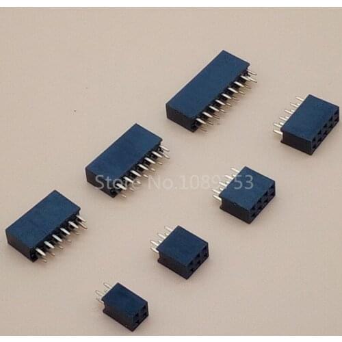 50PCS Double Row Pin Stright Female 2.54mm Pitch Connector 2*2P 3P 4P 5P 6P 8P 10P 12P 16P 40P Header Strip PCB