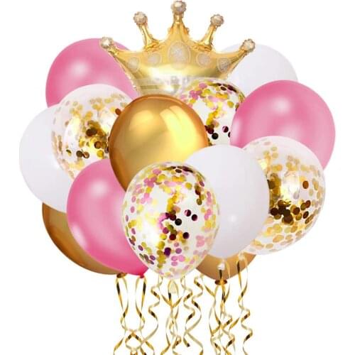 61 Pcs Pink White and Gold Confetti Latex Balloons Birthday Party Decorations Set Light Pink Gold Confetti Balloons Party Supply