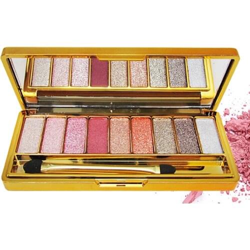 New 9 Colors Diamond Bright Colorful Makeup Super Flash Glitter & Shimmer Eyeshadow Palette Cosmetics Set with Brush maquiagem