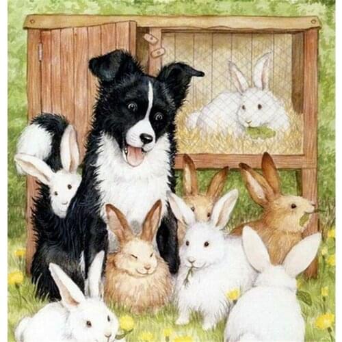 5D DIY Lovely Bunny Diamond Mosaic Painting Art Diamond Embroidery Rhinestone Cross Stitch Mosaic Kits Animals Rabbit Home Decor