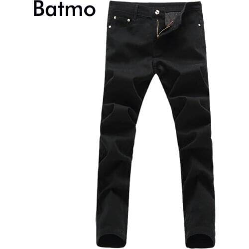 Batmo 2018 new arrival high quality casual slim elastic jeans men,mens skinny black jeans K92