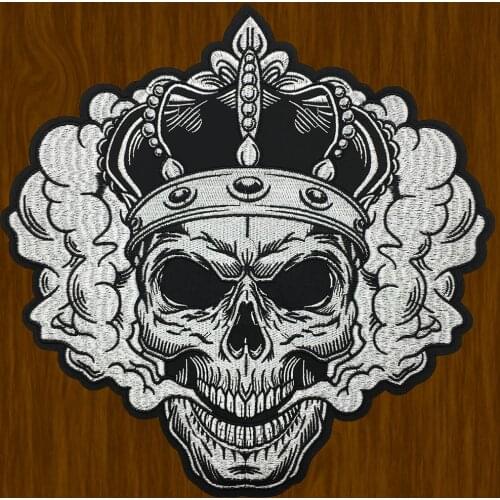 Big Skull Patches for Clothing Punk Biker Embroidered Badges Iron On Stripes Appliques Jacket Clothes Stickers DIY Decorative