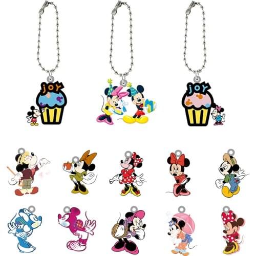 Disney Cartoon Couple Mickey Minnie Mickey Mouse Character Theme Keychain Acrylic Doll Keychain Boys and Girls Fashion Jewelry