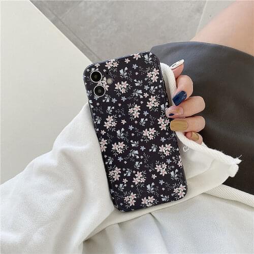 Korea Style Retro Floral For iPhone SE 2020 11 Pro XS Max 7 8 Plus Case Cute Flower Soft Silicon TPU Full Protective Back Cover