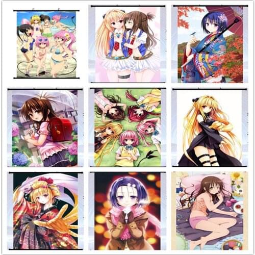 Coscase Japanese Anime To Love Ru Nana Asta Deviluke & Momo Belia & Lala Home Decor Wall Scroll Poster Decorative Pictures