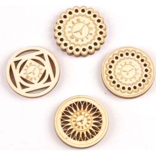 8pcs Wooden Crafts creativity Mixed roundness clock Pattern Scrapbooking Crafts wood decoration for Home Decoration m2142