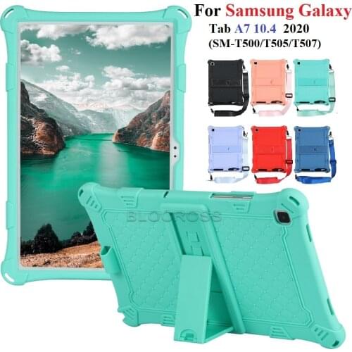 Kids Case for Samsung Galaxy Tab A7 10.4'' SM-T500 SM-T505 Tablet Case for Galaxy Tab A7 10.4 2020 Stand Soft Silicon with Strap