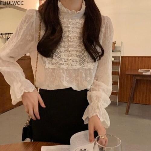 Женские рубашки с рюшами FLHJLWOC China At AliExpress