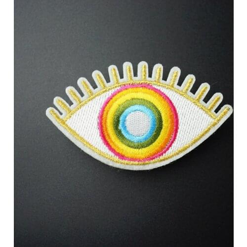 Eye: 4.8x8.2cm Iron On Patches Sewing Embroidered Applique for Jacket Clothes Stickers Badge DIY Apparel Accessories