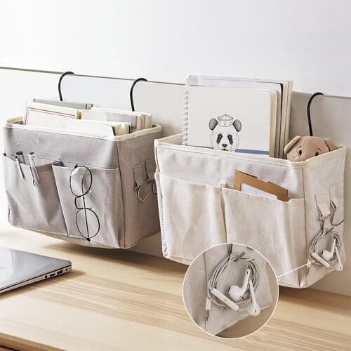 Canvas Bedside Hanging Pocket Storage Bag Bedroom Magazine Storage Pouch Diaper Caddy Toy Holder Baby Tissue Box Home Organizer