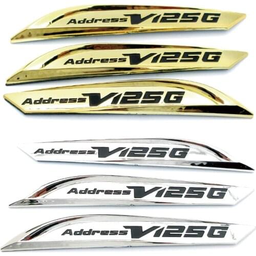 Chrome＆Gold For Suzuki Address V125G Motorcycle 3D Fuel Gas Tank Sticker Emblem Badge Decoration Decals High Quality ABS Plastic