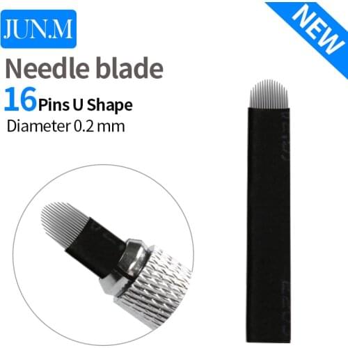 50 Pcs 16 Pin Needle U Shape Eyebrow Tattoo Superior Microblading Blades For Permanent Makeup Manual Pen 3D Eyebrow Embroidery