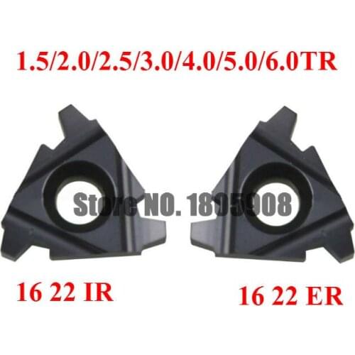 10PCS 16ER 16IR 22ER 22IR 1.5/2.0/2.5/3.0/4/5/6/4.0/5.0/6.0TR Indexable Tungsten Carbide Threading Lathe Inserts Trapen Tool