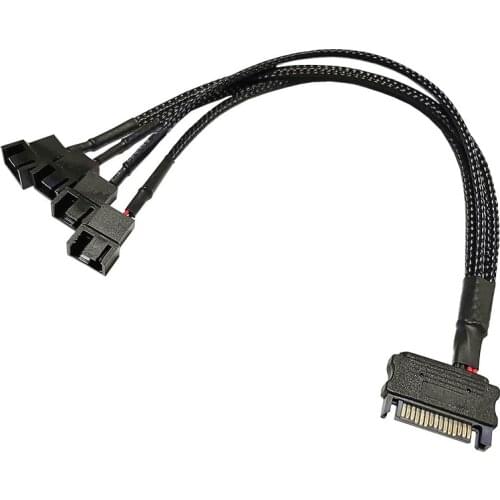 SATA 15Pin to 3 4 5 4Pin Cooling Fan Cable Mainboard CPU Fan Extension Cable Power Adapter Connector Fan Power Supply Splitter