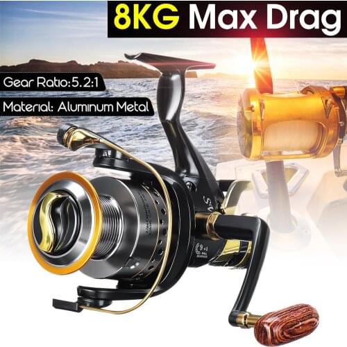 Aluminum Metal 9 1BB 5.2:1 Max Drag 8KG Long Casting Fishing Reel Spinning Reels