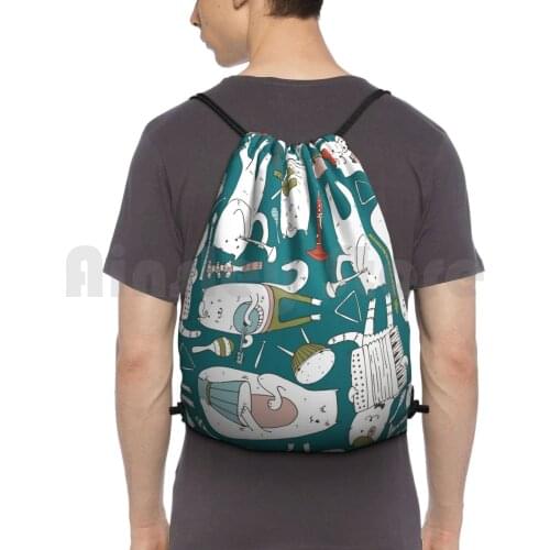 Cats Band In Blue ( S ) Backpack Drawstring Bag Riding Climbing Gym Bag Cat Music Blues Soul Vector Fun Cute