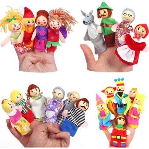 Hand Finger Puppets Plush Set Finger Toys Puppets Family Animal Dolls Cartoon Child Baby Talking Story Finger Puppet Toy