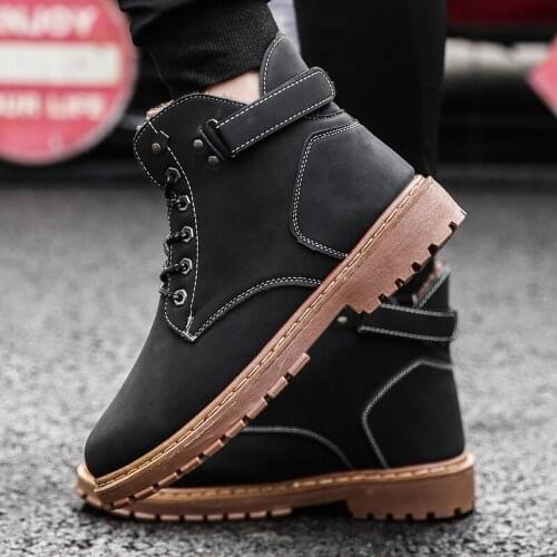 Zapatos de hombre Men Boots High Top Sneakers Winter Casual Shoes Plush Ankle Snow Boots Fashion slip on Gray Black Flats