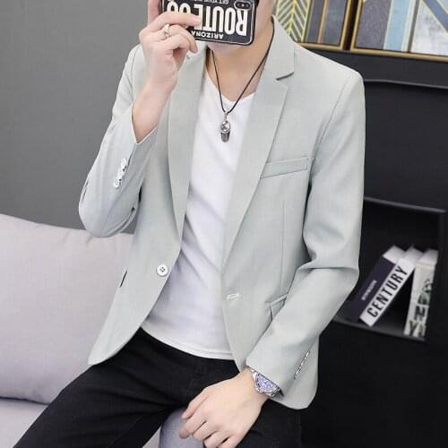 2021 Mens Fashion Solid Color Casual Small Suit Spring New Youth Slim-Fitting blazer jacket men