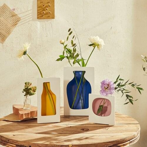 Nordic Ins Ceramic Vase Flower Arrangement Floral Container Decoration Desktop Vases Living Room Dried Flowers Home Decoration