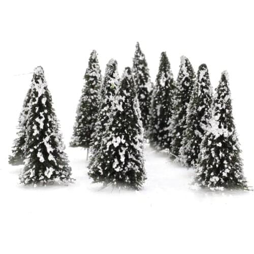 New 1:150 10pcs Artificial Tree White Dark Green Scenery Landscape Craft Model Cedar Trees 8cm Building Tree Dollhouse Decor