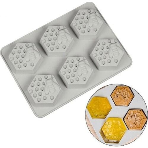 New Silicone Mould 6 Hole Honey Bee Design Soap Clay Wax Mold for Handmade DIY Craft
