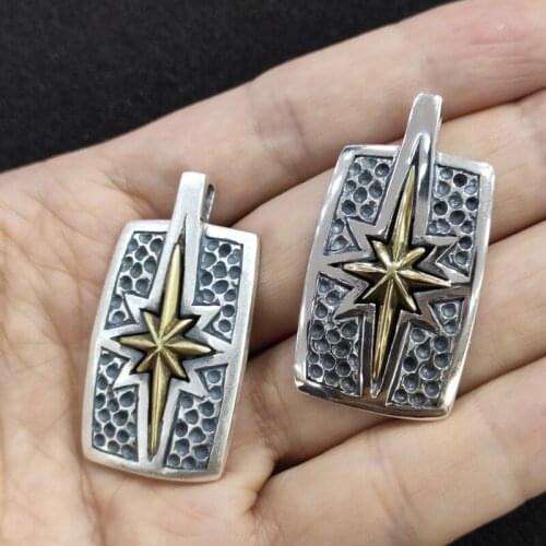 BOCAI New solid s925 silver tomorrow star pendant personality copper eight-pointed star square brand temperament man pendant