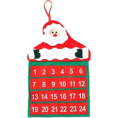 Christmas 24 Day Hanging Advent Calendar Red And White Santa Claus Design Non-Woven Xmas Countdown Decoration Weihnachtskalender