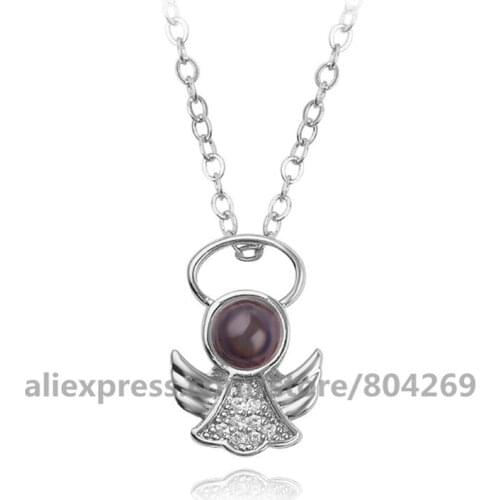 Wholesale Unique Alloy Angel Pendant Charms Necklaces Chain Fine Jewelry For Women 100 Languages I Love You Necklace