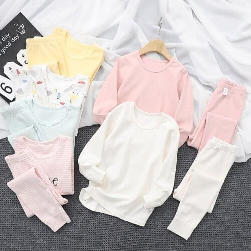Autumn and winter big childrens warmth and velvet round neck Qiuyi long trousers childrens thermal underwear thickening suit