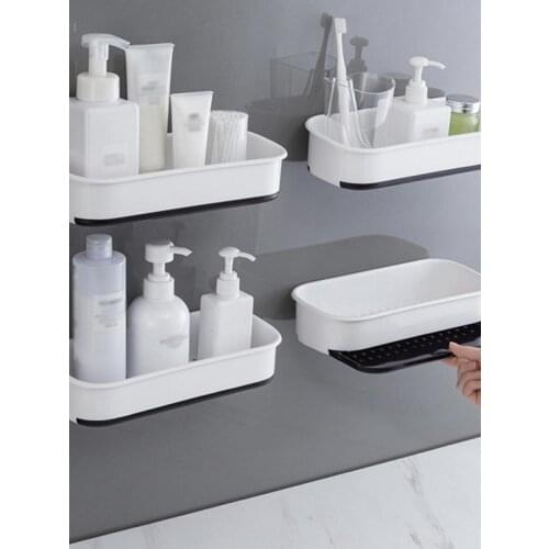 Bathroom Storage Shelf No-Punch Portable Wall Mounted Storage Rack Household Bathroom Kitchen Supplies