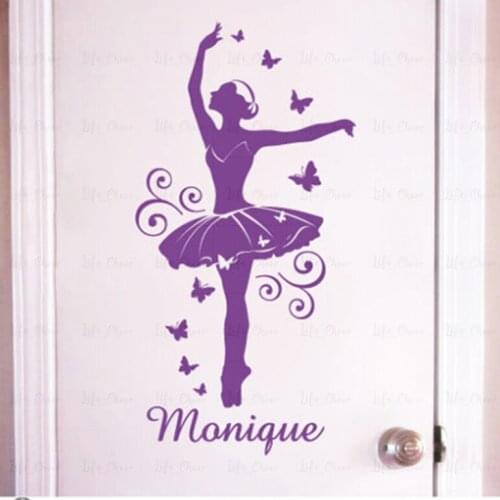 CUSTOM NAME Ballerina Ballet Dancer Sticker Wall Vinyl For Girls Removable Art Wall Decal For Kids Room Decor Girls gift