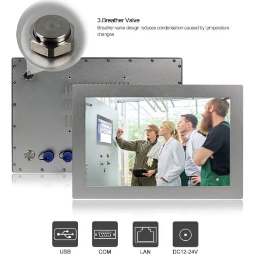 Industrial computer 12.1" 1280x800 resistive touch Intel Celeron 3855U CPU waterproof ip68 Aluminum full sealed USB/RS232/LAN