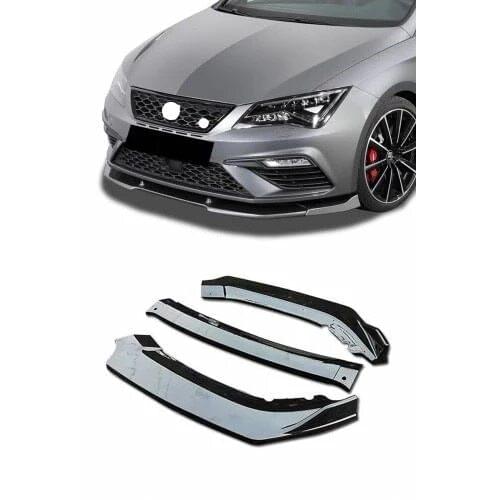 For Seat Leon Mk3 Mk3.5 3 Piece Front Snow Basin Piano Black Front Splitter Lip Bumper Attachment Diffuser Lip Body kit car Car