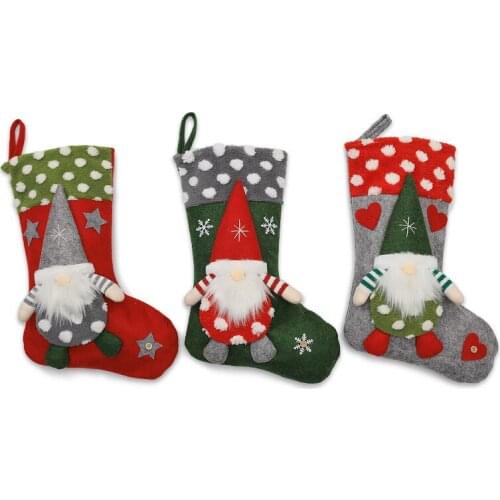Navidad Wool Christmas Stockings Natal Hand Making Crafts Children Candy Gift Bag