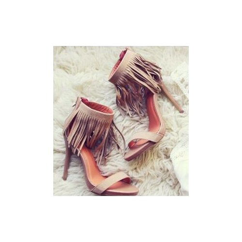 Sexy Open toe Suede Fringed High Heel Sandals Summer Ankle Strap Gladiator Boot Sandals Women Tassel Sandal Free Ship