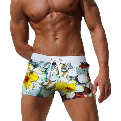 SD332 New summer beach swimming trunk shorts swimwear men sexy floral print men swimsuit sunga board surfing shorts briefs