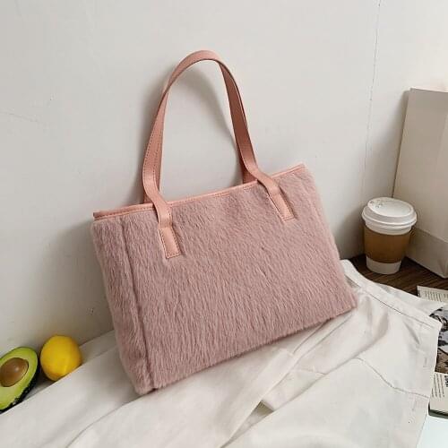 Cow Printed Crossbody Bags Plush Top-handle Bag Lady Shoulder Handbags Female Simple Totes for Women 2020 Trend