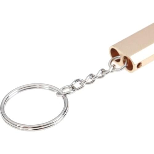 5.5* 1.5* 0.8cm Alloy Aluminum Emergency Survival Whistle Outdoor Camping Hiking Accessory Tool W/Keychain