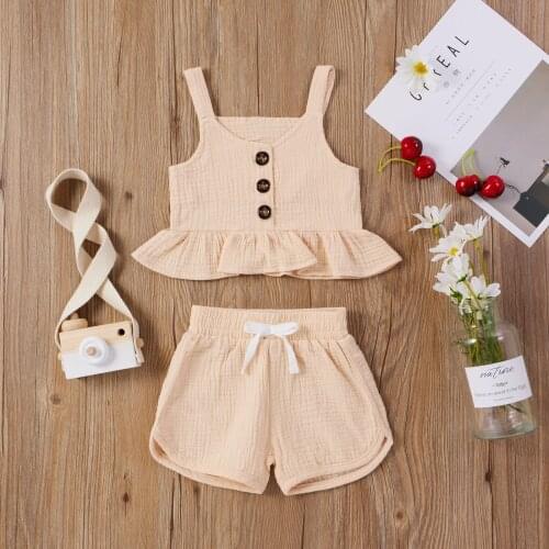 Toddler Kid Baby Girl Summer Four-color Suspender Top And Shorts Clothes Set 2pcs Toddler Outfits Cute Infant Clothing Sets