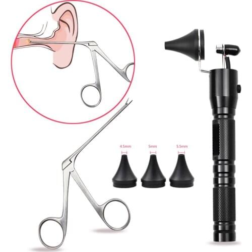 New Ear Pick Endoscope Earwax Remover Hartman Micro Alligator Crocodile Forcep Earpick Nose Operational Cleaner Clip Tweezer Set